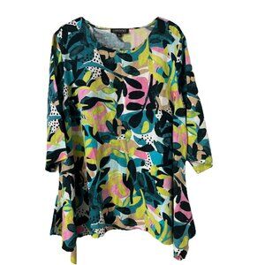 Context Boho Resort Linen Blend Tunic Top